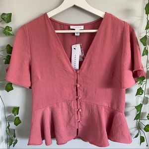 Topshop button down peplum top